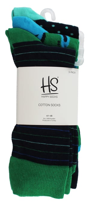 HS by Happy Socks - Mens 3 Pack Fun Novelty Dress Socks - Stripe (Green) - Image 2
