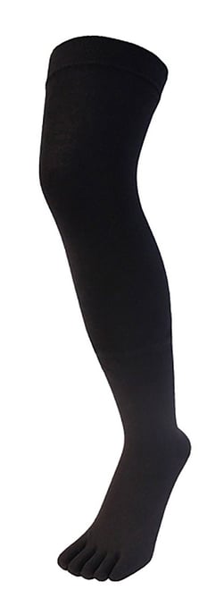 TOETOE - Mens & Ladies Essential Moisture Wicking Cotton Over Knee Toe Socks - Black - Image 1
