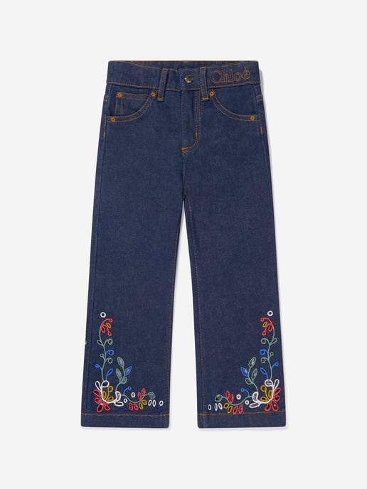 Chlo√© Girls Denim Embroidered Trousers