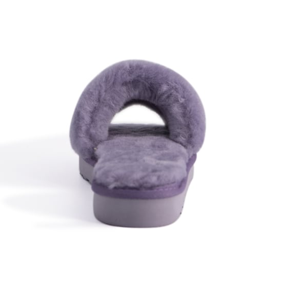 Aus Wooli Australia Womens Sheepskin Fluff Slide Slippers Purple