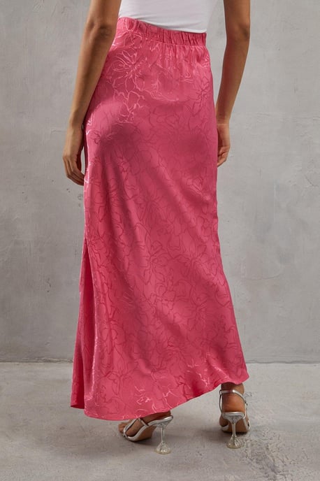 Premium Satin Jacquard Pull On Bias Maxi Skirt