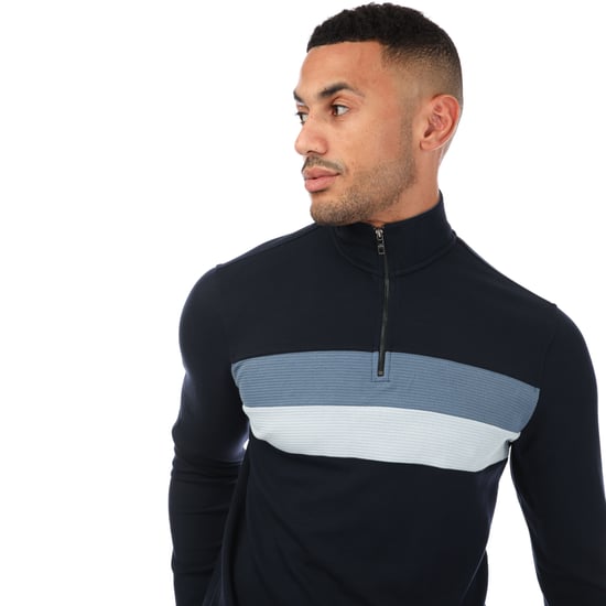 Men's Ted Baker Veller Slim Fit Half Zip Sweatshirt in Navy