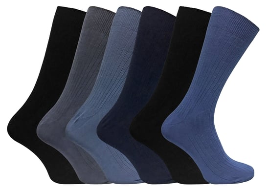 6 Pack Mens Soft 100% Cotton Breathable Coloured Ribbed Dress Socks - Image 1