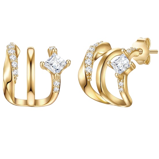Stud earring sterling silver yellow gold zirconia white Glanzstücke München - Image 1