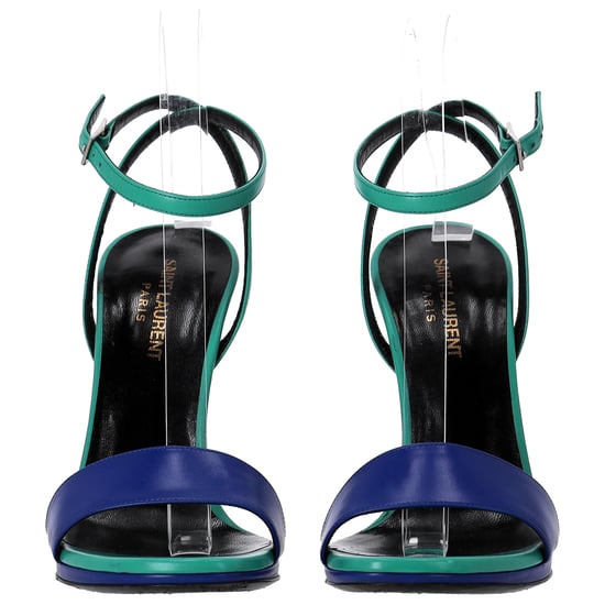 Saint Laurent Jane Enkellaarsjes met Enkelbandje in Groen en Blauw Leer - Image 3