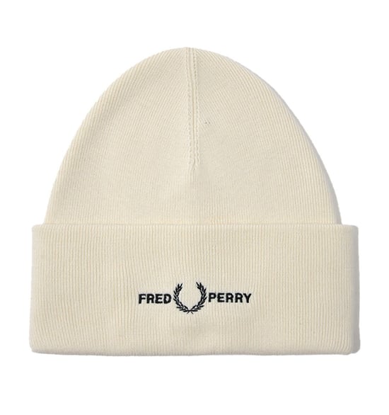 Accessories Fred Perry Graphic Beanie Hat in Ecru - Image 1