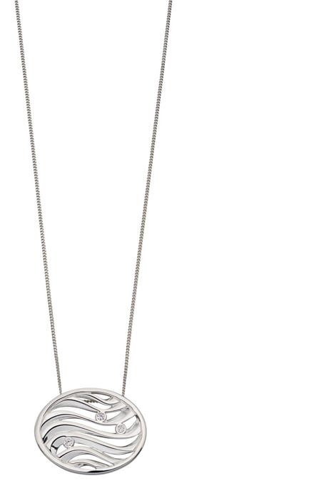 Elements Silver Womens 925 Sterling Silver Cubic Zirconia Swirl Circle Pendant Necklace of Length 46cm P4522C