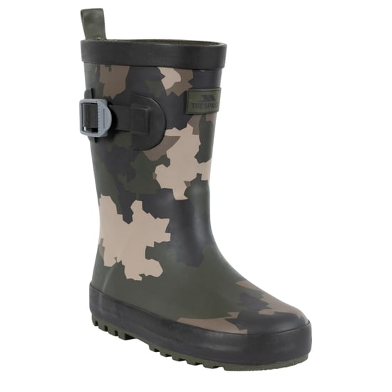Trespass Childrens/Kids Puddle Camo Wellington Boots (Green/Brown/Black)
