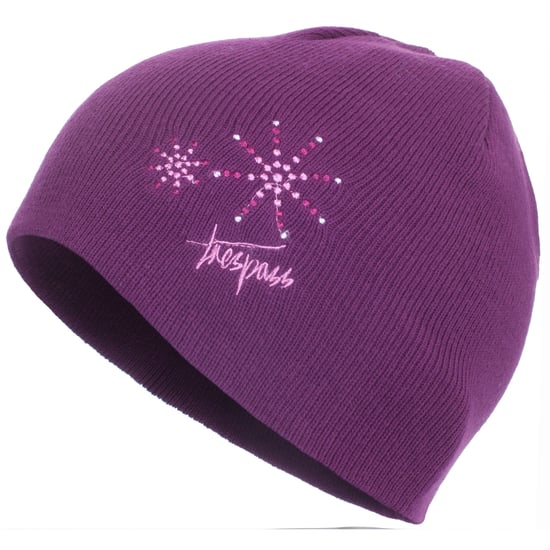 Trespass Childrens Girls Sparkle Knitted Beanie Hat (Plum) - Image 1