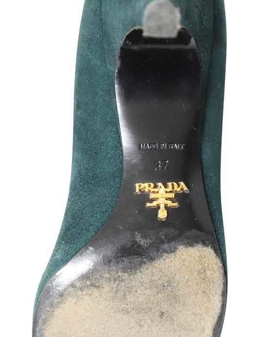 Prada Cone Heel Sandals in Green Suede - Image 6