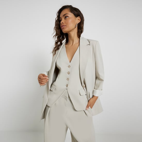 River Island Womens Blazer Petite Light Green Rolled Sleeve