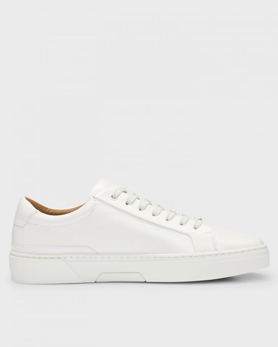 BOSS Orange Gary Tenn Mens Leather Low-Top Trainers with Branded Lace Loop NOS - Image 1