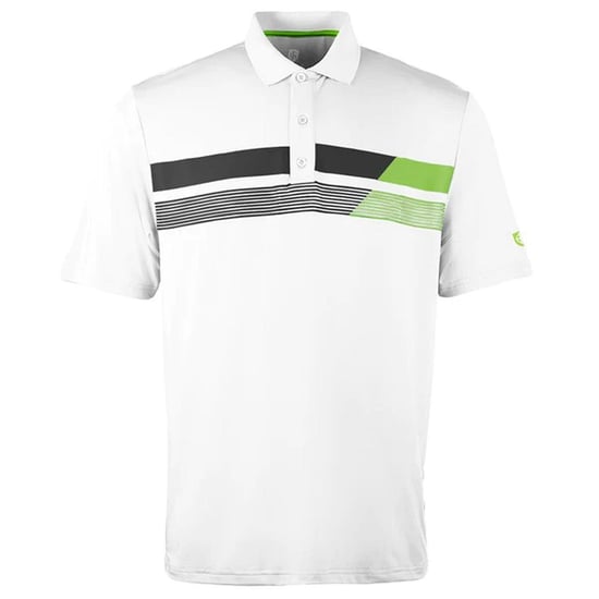 Island Green Asymetric Print Mens White Golf Polo Shirt