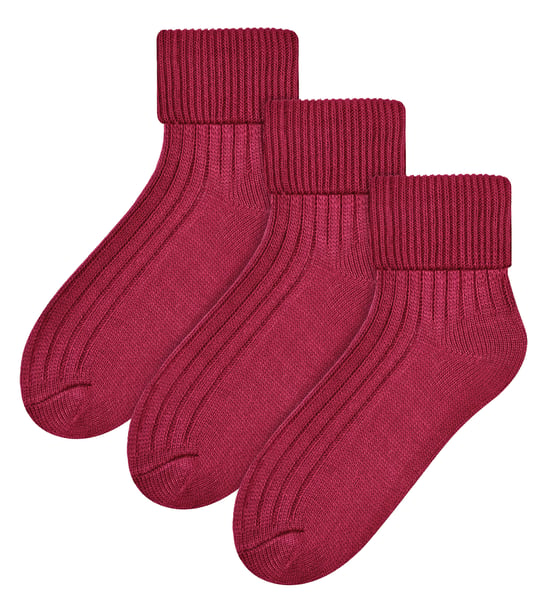 3 Pairs Womens Wool Bed Socks | Steven | Luxury Warm Lounge Sleep Socks - Wine - Image 1