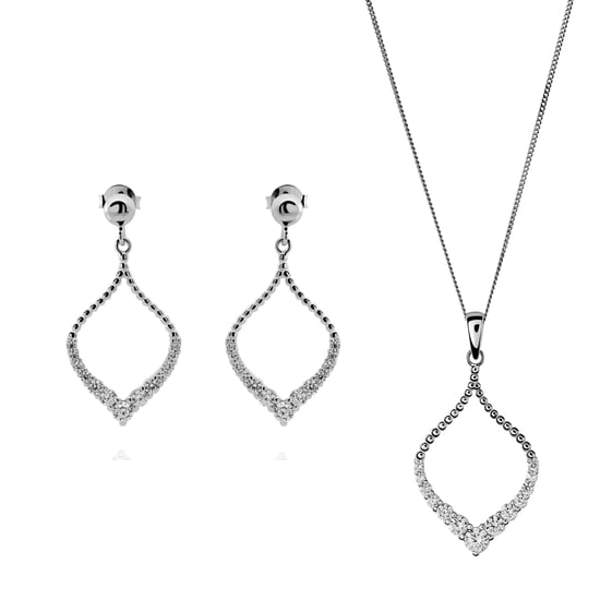 Orphelia 'Grace' Women's 925 Sterling Silver Set: Chain-Pendant + Earrings - Silver SET-7493 - Image 1