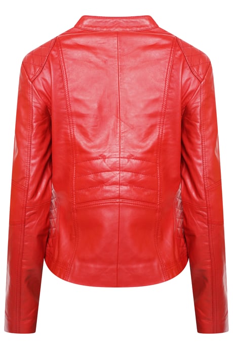 Pelle D’annata Ladies Real Leather Biker Jacket in Red