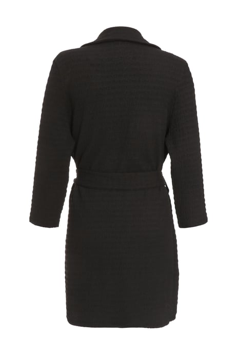 Black Textured Tie Front Blazer