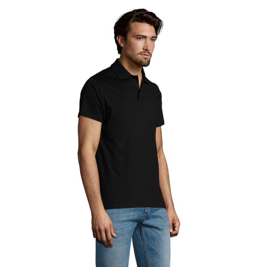 SOLS Heren Prescott Jersey Poloshirt (Diep zwart) - Image 3