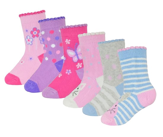 6 Pair Baby Girls Butterfly Design Sock | Sock Snob | Soft Comfortable Animal Socks for Toddler - Animal - Image 1