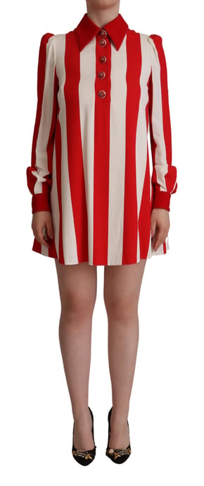 Dolce & Gabbana Women's White Red Stretch Mini Shirt Gown Dress - Image 1