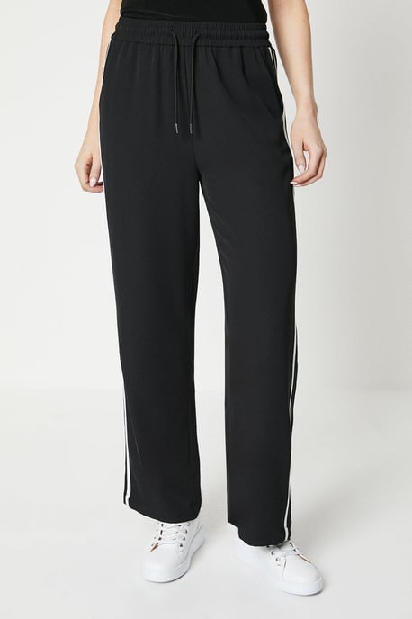 Side Stripe Elastic Waist Wide Leg Trouser