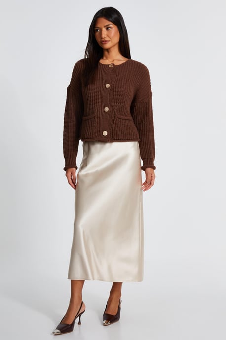 Brown Chunky Knit Cardigan
