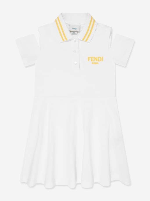 Fendi Girls Logo Polo Dress in White - Image 1
