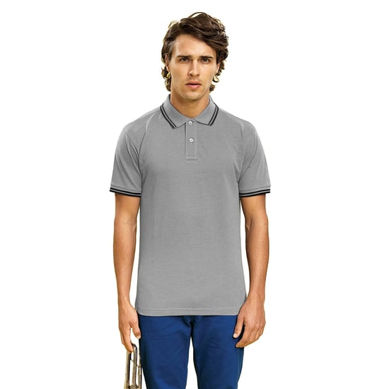 Asquith & Fox Mens Classic Fit Tipped Polo Shirt (Heather Grey/Black)