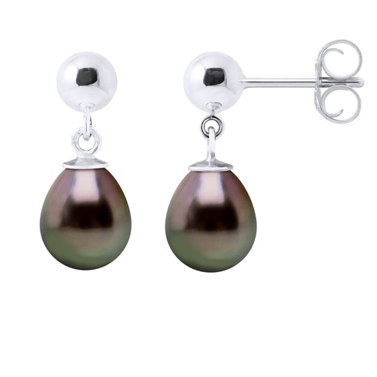 Earrings of Silver 925 and Real Cultured Tahiti Pearls Pear 8-9 mm - Image 1