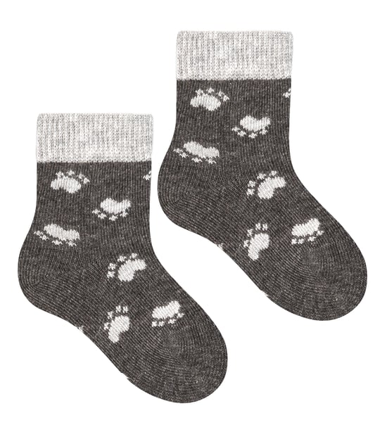 Steven - Baby Funny Novelty Patterns Cotton Socks - Paws (Charcoal) - Image 1