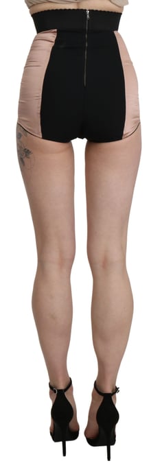 Dolce & Gabbana Women's Beige Silk High Waist Mini Hot Pants Shorts