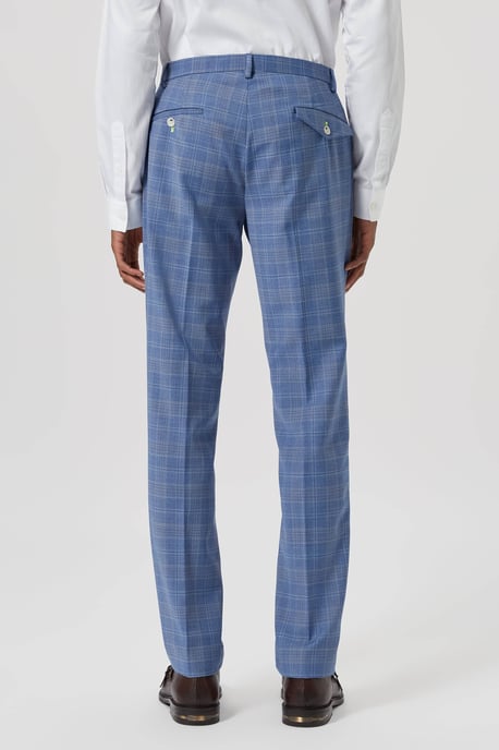 Breamore Skinny Fit Blue Check Wool Trousers