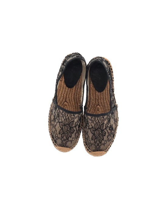 Dolce & Gabanna Lace Espadrille Flats in Black Canvas - Image 5