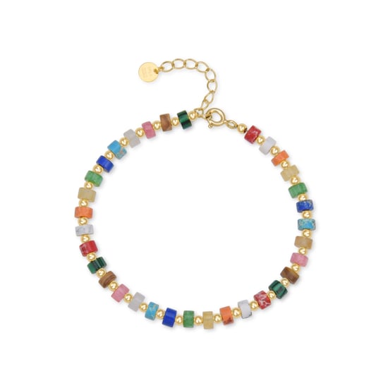 Luxenter Ihun bracelet in 925 sterling silver and Multicoloured Crystal finished in 18 carat yellow gold plating