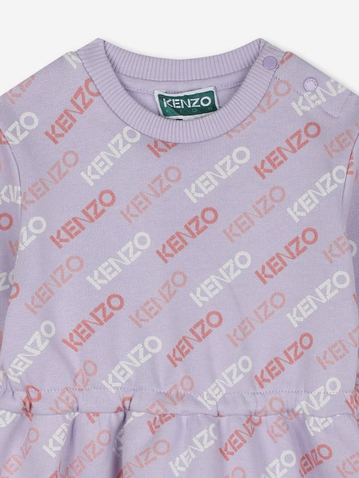 KENZO Baby Girls Logo Sweater Dress in Purple