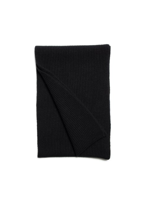 The Cashmere Ribbed Scarf-Ivory Black