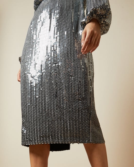 Ted Baker Ophllia Long Sleeve Sequin Midi Dress, Gunmetal - Image 4