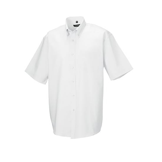 Russell Collection Mens Short Sleeve Easy Care Oxford Shirt (White) - Image 1