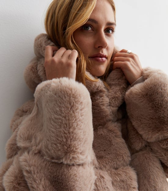 Horizontal Cut Fur Hooded Jacket - Image 2