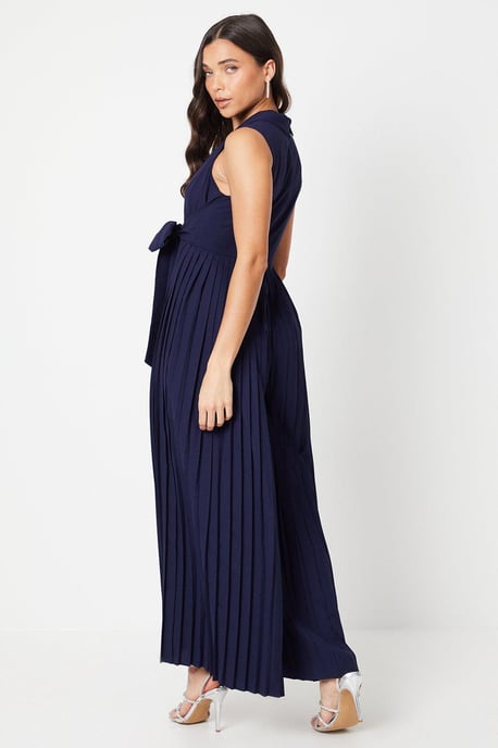 Petite Pleated Wide Leg Sleeveless Jumpsuit - Image 3