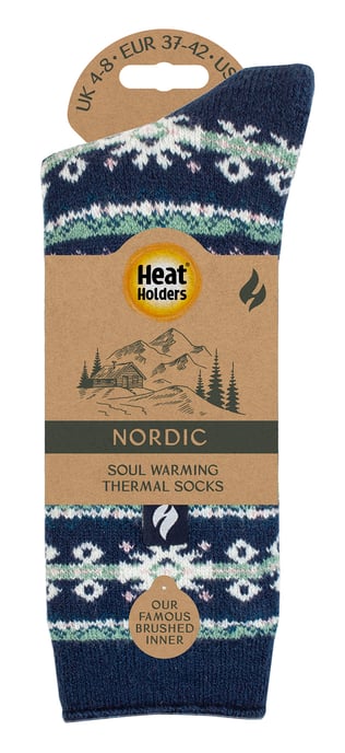 Ladies Nordic Socks | Heat Holders Lite | Lättviktiga termiska vinterstrumpor för kvinnor - Indigo/Rose - Image 2