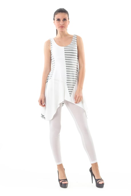 Asymmetrical Stripe Detail Tunic Grey