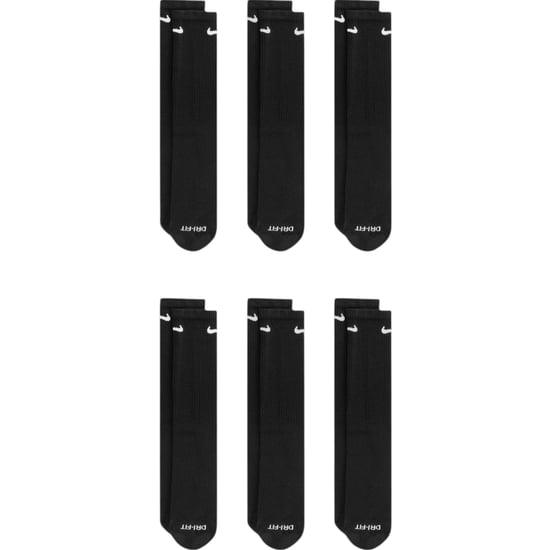 Nike Everyday Plus Cushioned Training Crew Socks (6 Pairs) Black