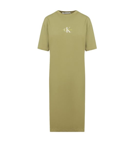 Women's Calvin Klein Monogram Logo T-Shirt Dress in olive