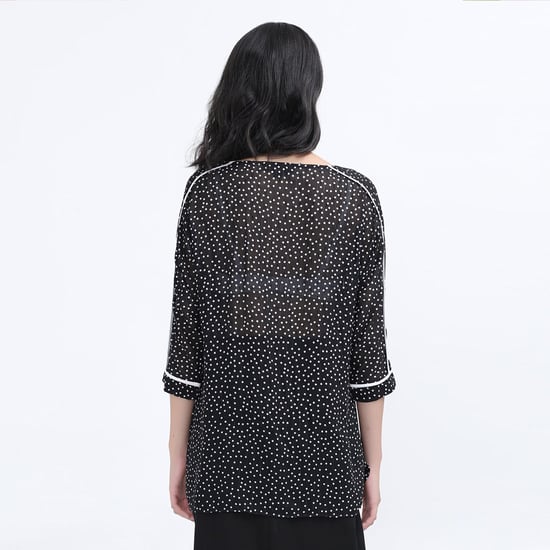 Polka Dots Chiffongblus med vit kant - Image 3
