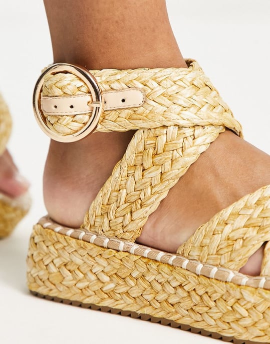 ASOS DESIGN Journey raffia espadrille in natural-Neutral