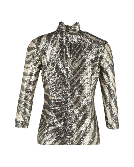 Dolce & Gabbana Zebra Tryck Turtleneck Topp i Flera Färger Paljetter - Image 3