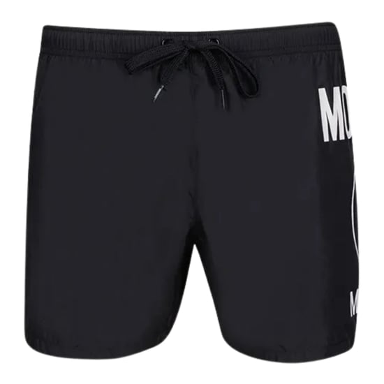Moschino Large Circular Milano Logo Black Swim Shorts