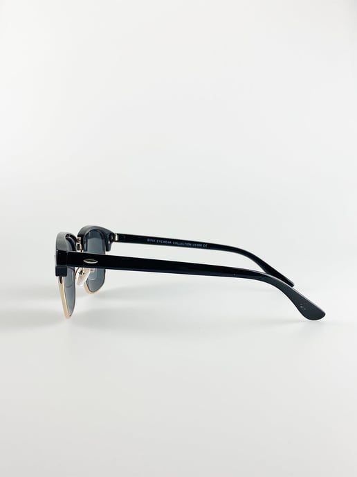 Black Clubmaster Sunglasses with Black Lenses