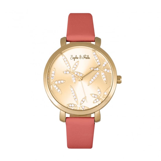 Sophie & Freda Key West Leather-Band Watch w/Swarovski Crystals